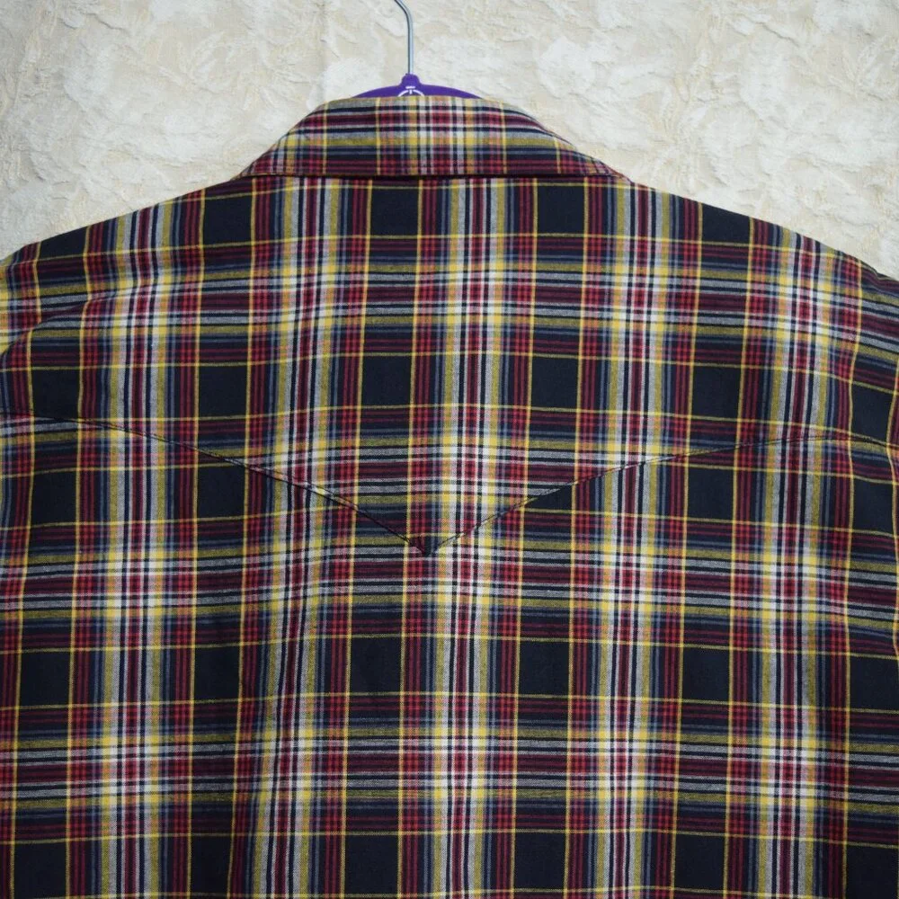 VTG Wrangler Pearl Snap Line Dancing Mens Shirts Fall Colors Rodeo Red Mustard L